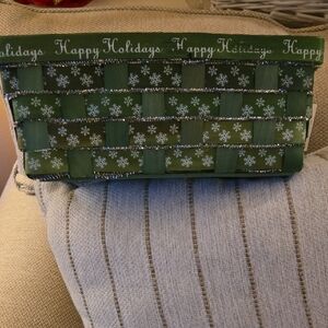 Celebrate It Green and Silver Holiday Basket, NWT.